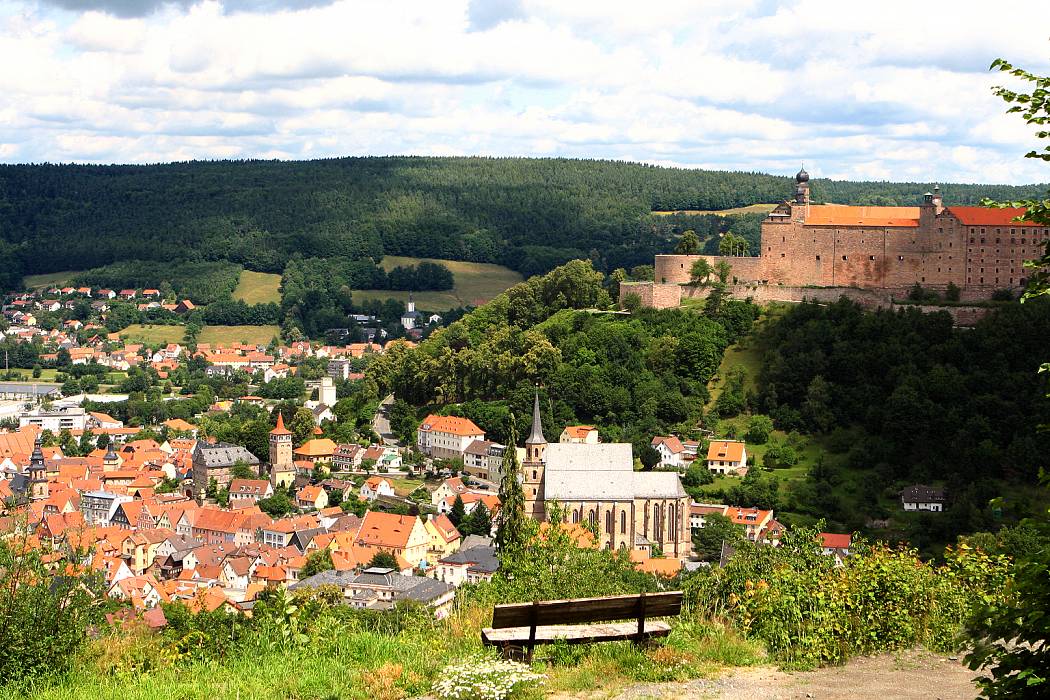 Blick über die Stadt Kulmbach und auf die Plassenburg